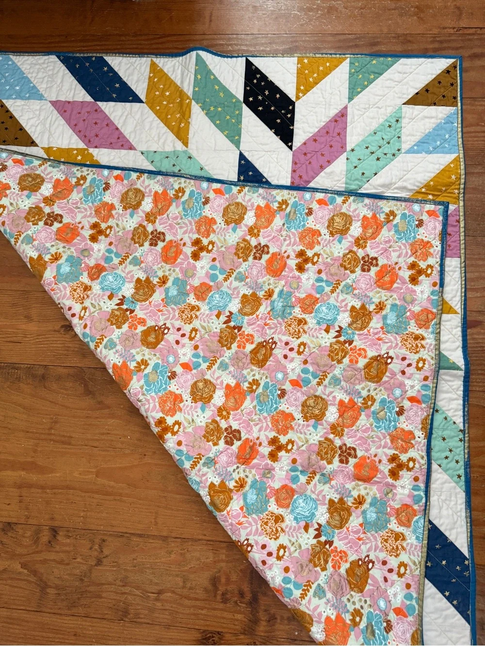 New Handmade Modern Baby Quilt - Ruby Star Society & Kona Cotton